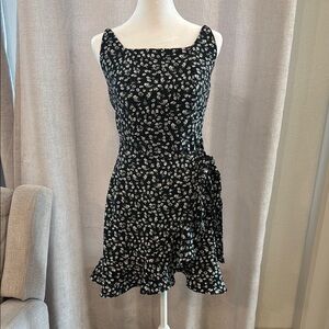 Zaful Black and White Ruched Mini Sundress